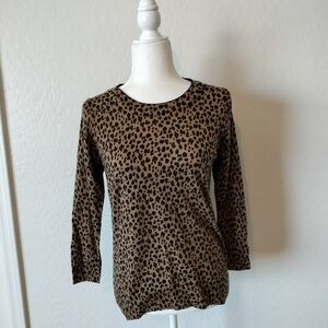J Crew Leopard Print Long Sleeve Sweater